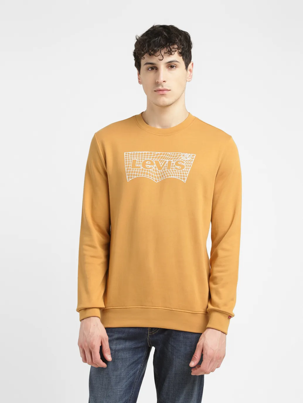 Men's Brand Logo Ochre Crew Neck Sweatshirt - Image 2