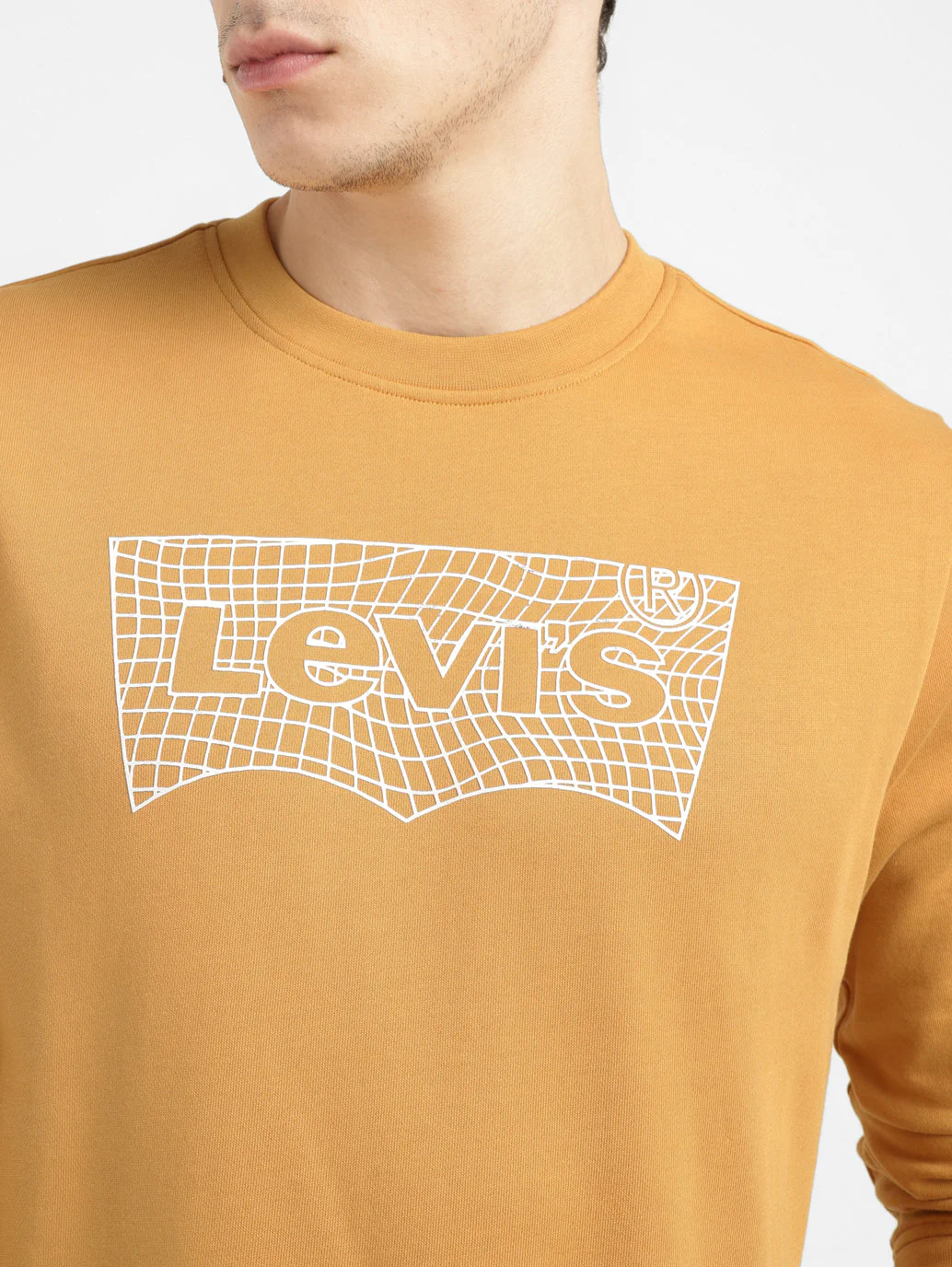 Men's Brand Logo Ochre Crew Neck Sweatshirt - Image 4