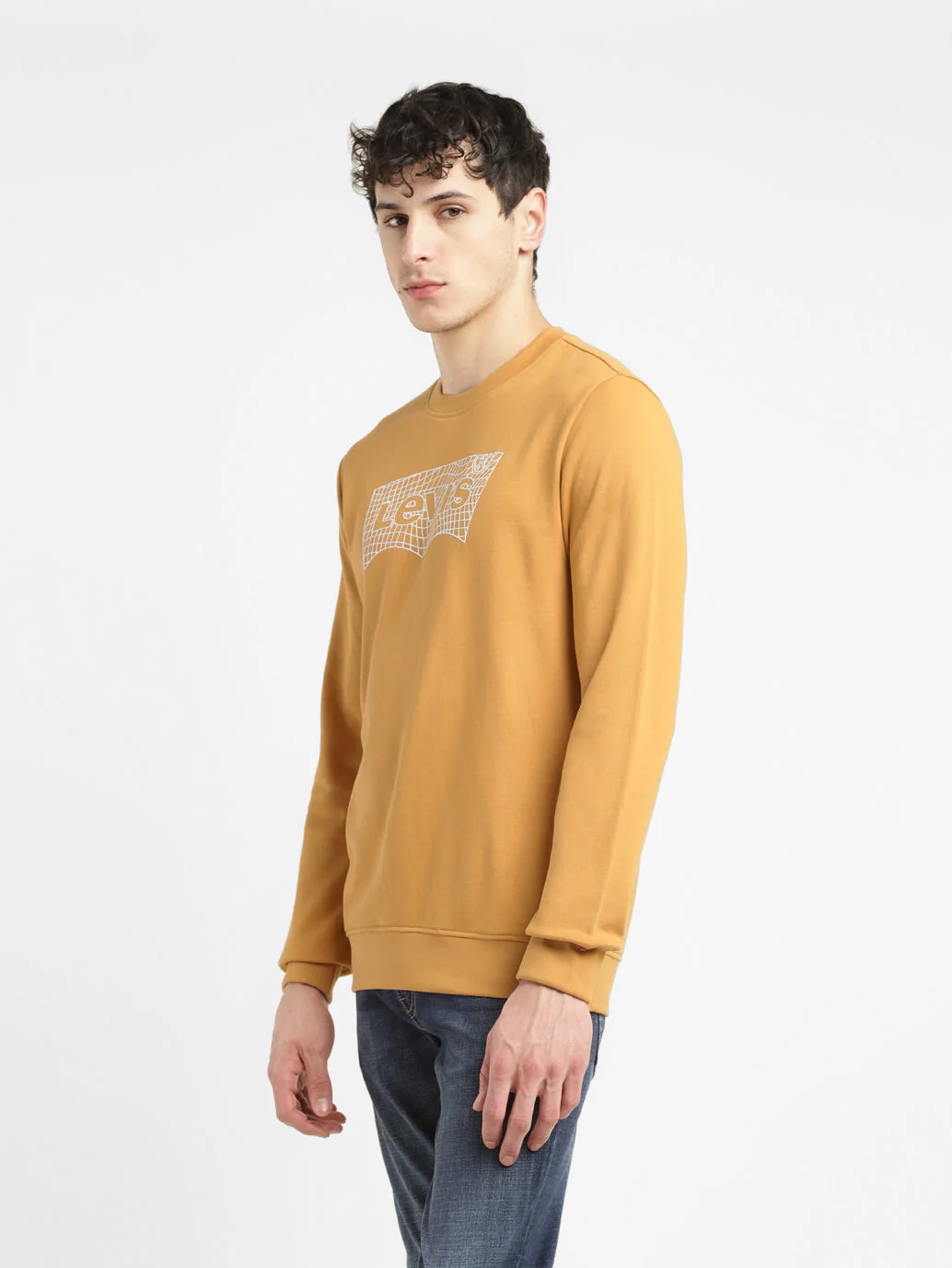 Men's Brand Logo Ochre Crew Neck Sweatshirt - Image 5