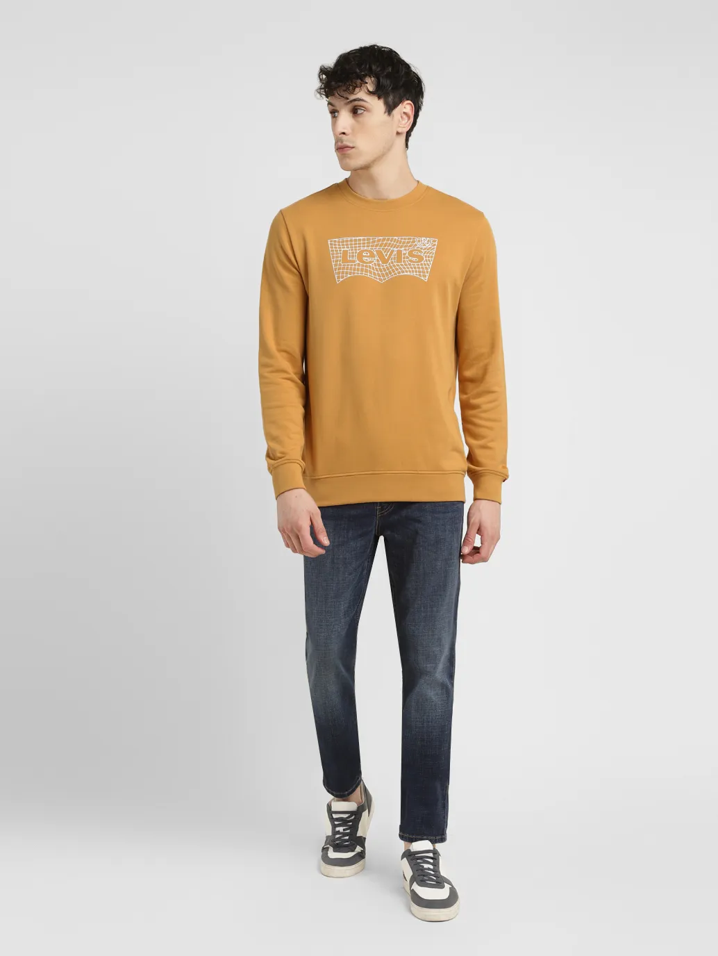 Men's Brand Logo Ochre Crew Neck Sweatshirt - Image 6