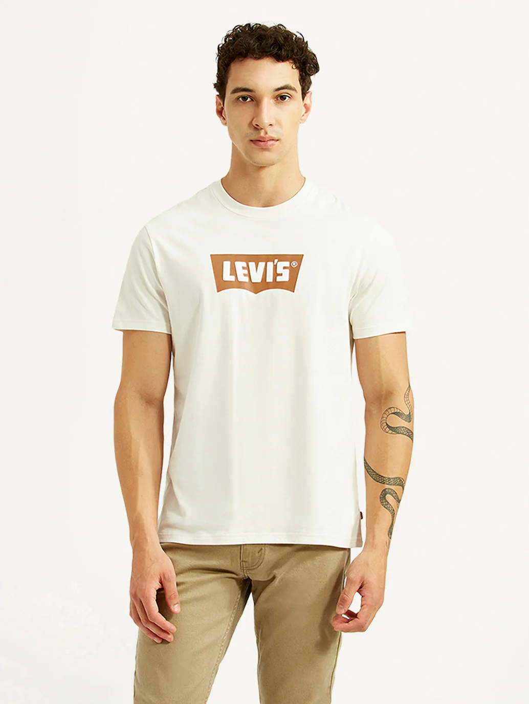 Men's Brand Logo Off White Slim Fit T-shirt - Image 2