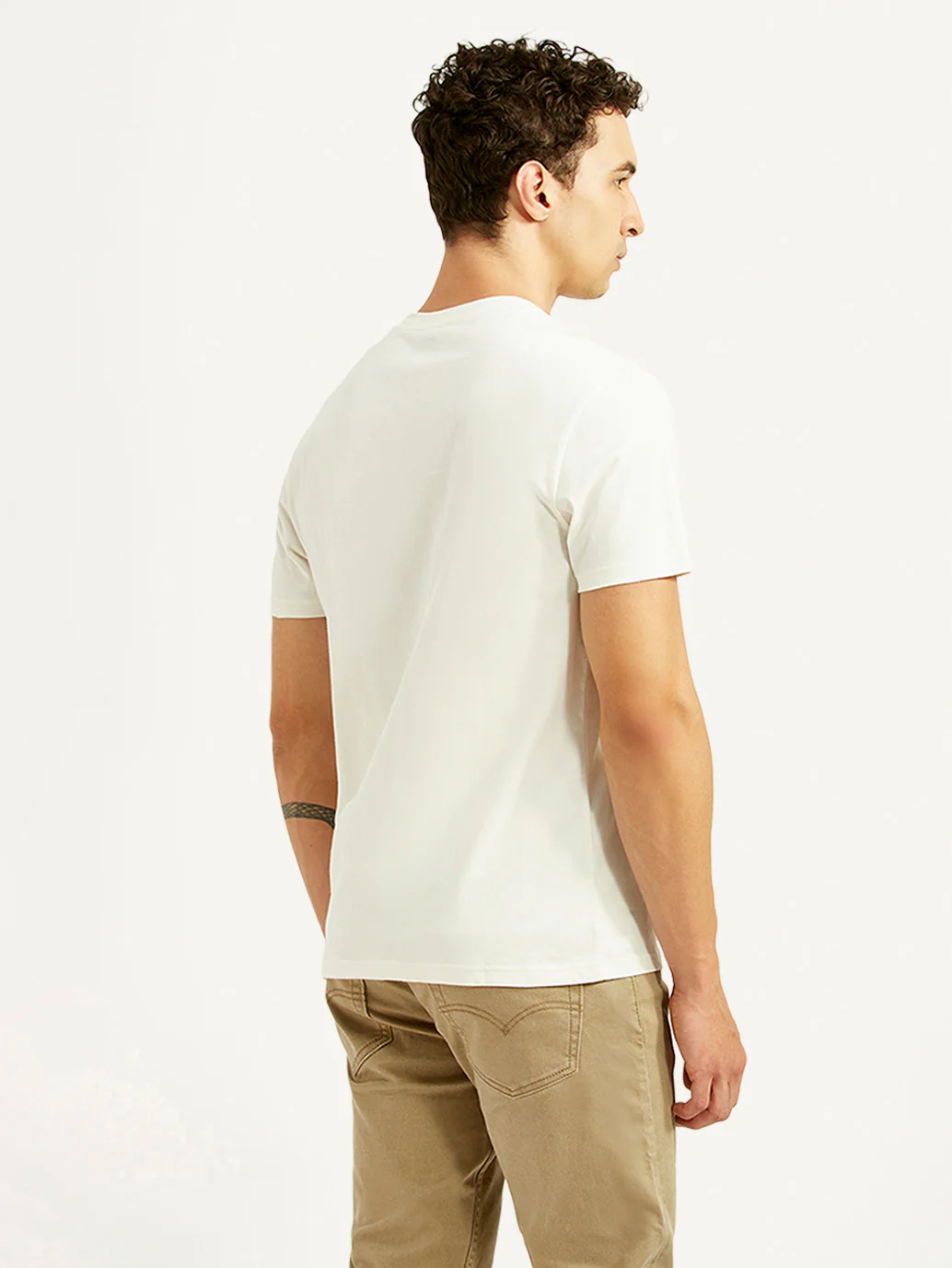 Men's Brand Logo Off White Slim Fit T-shirt - Image 3
