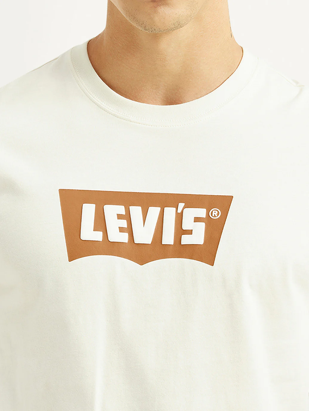 Men's Brand Logo Off White Slim Fit T-shirt - Image 4