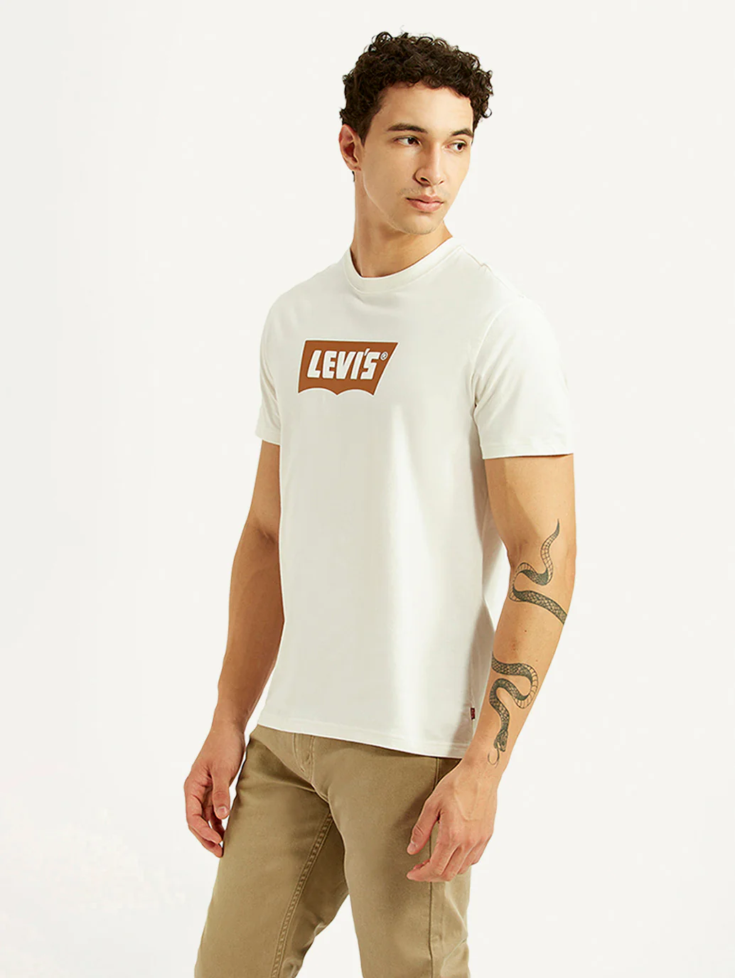 Men's Brand Logo Off White Slim Fit T-shirt - Image 5