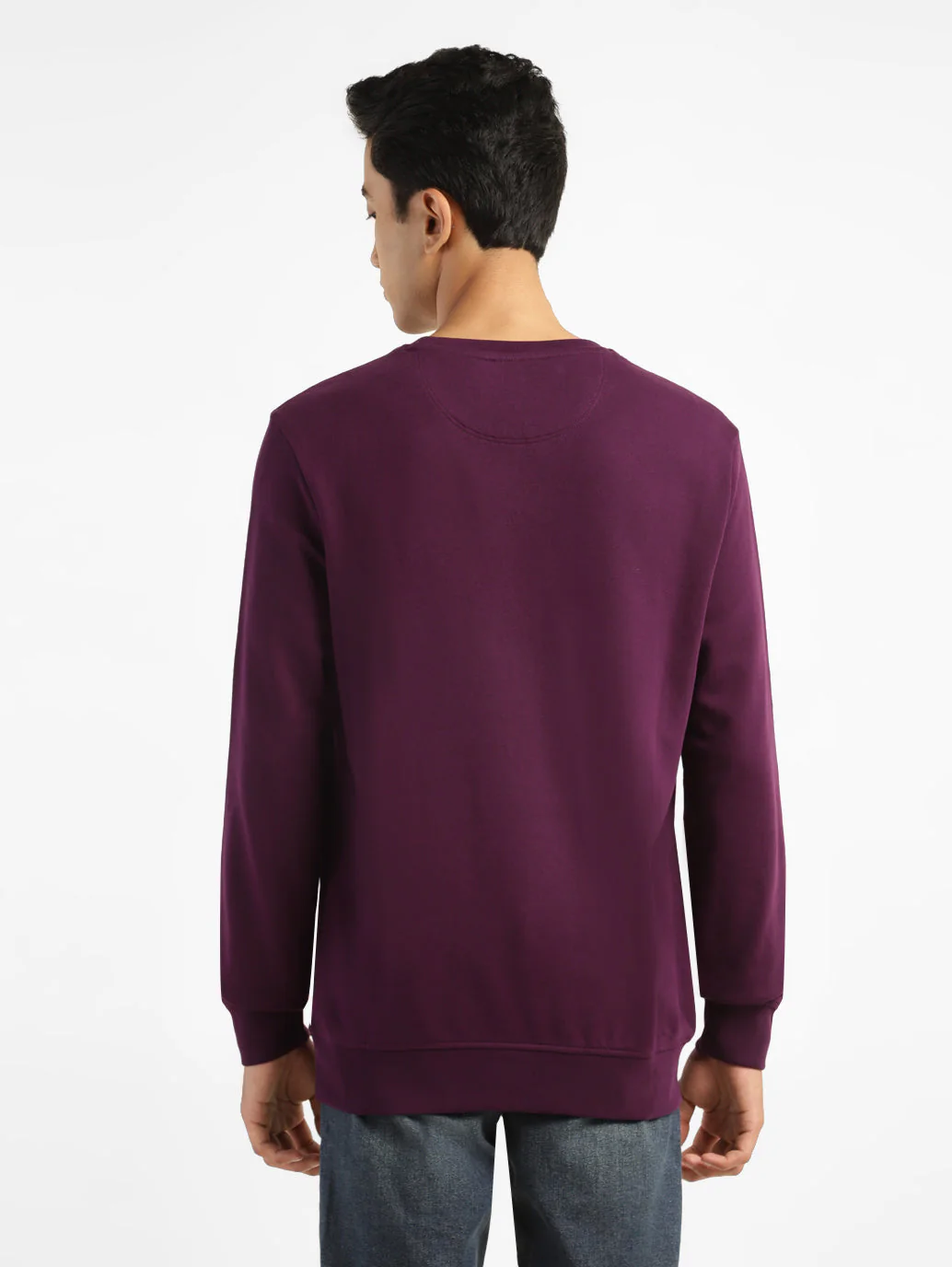 Men's Brand Logo Purple Crew Neck Sweatshirt - Image 3