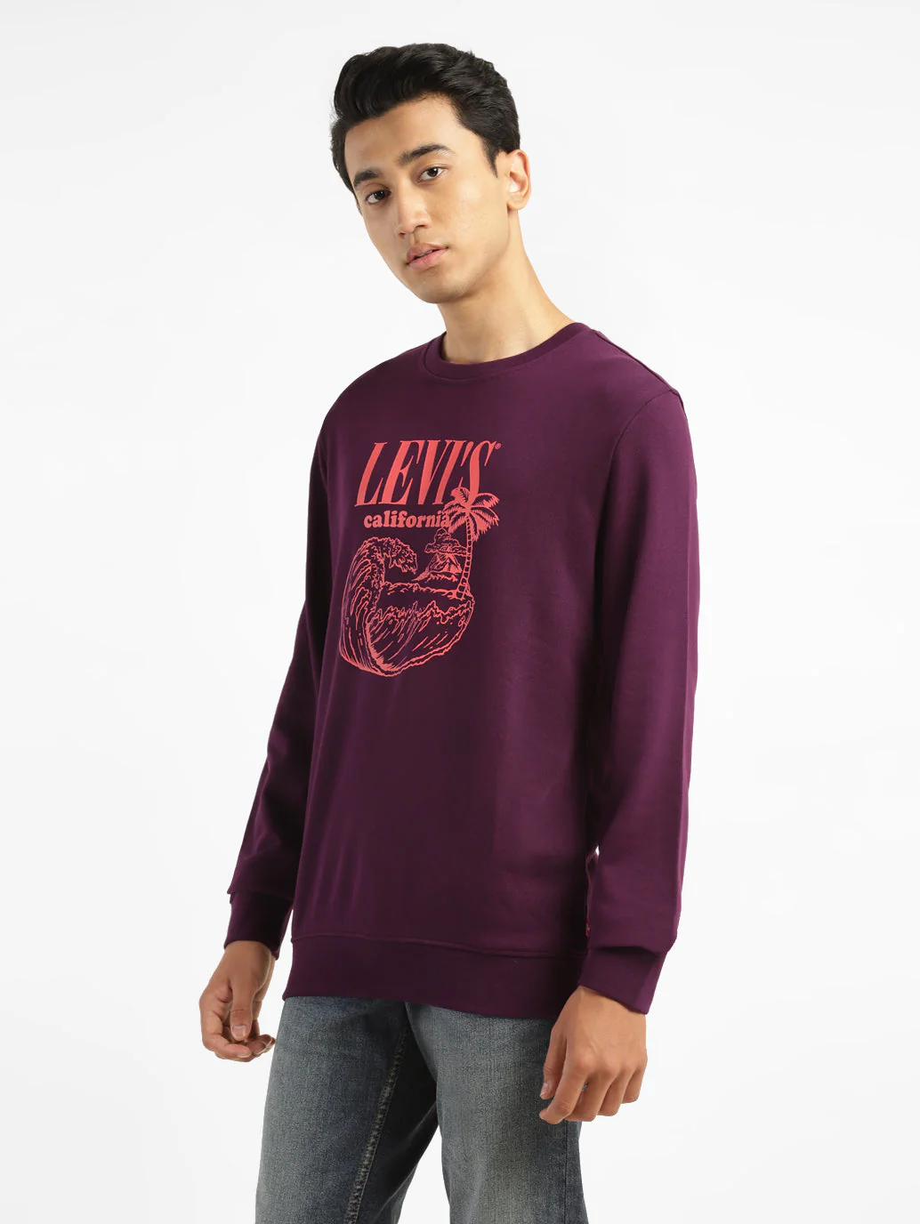 Men's Brand Logo Purple Crew Neck Sweatshirt - Image 4