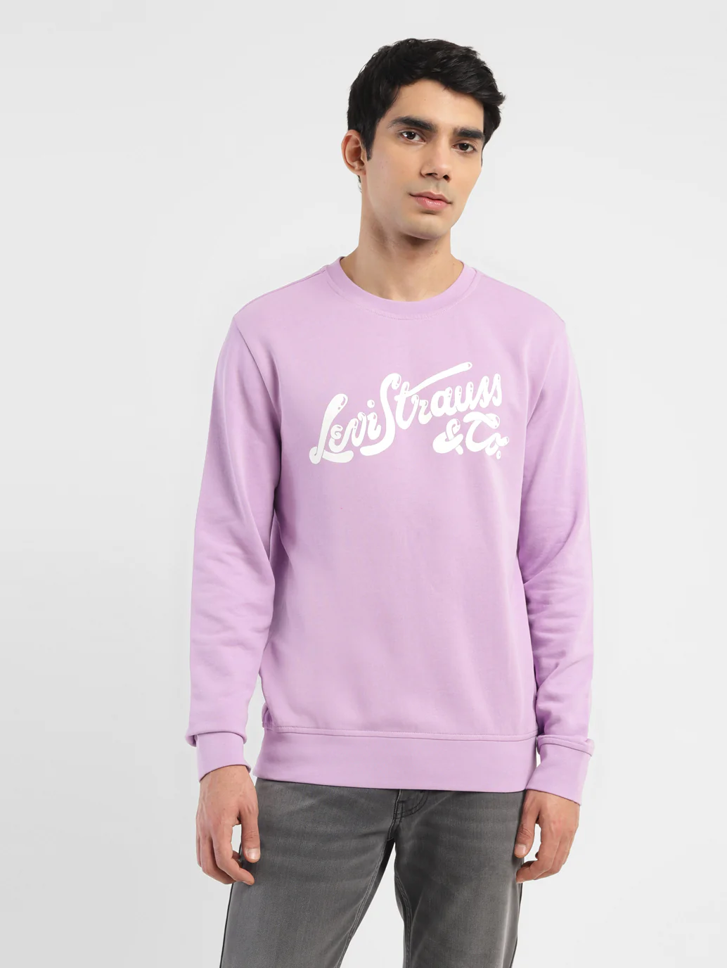 Men's Brand Logo Purple Crew Neck Sweatshirt - Image 2