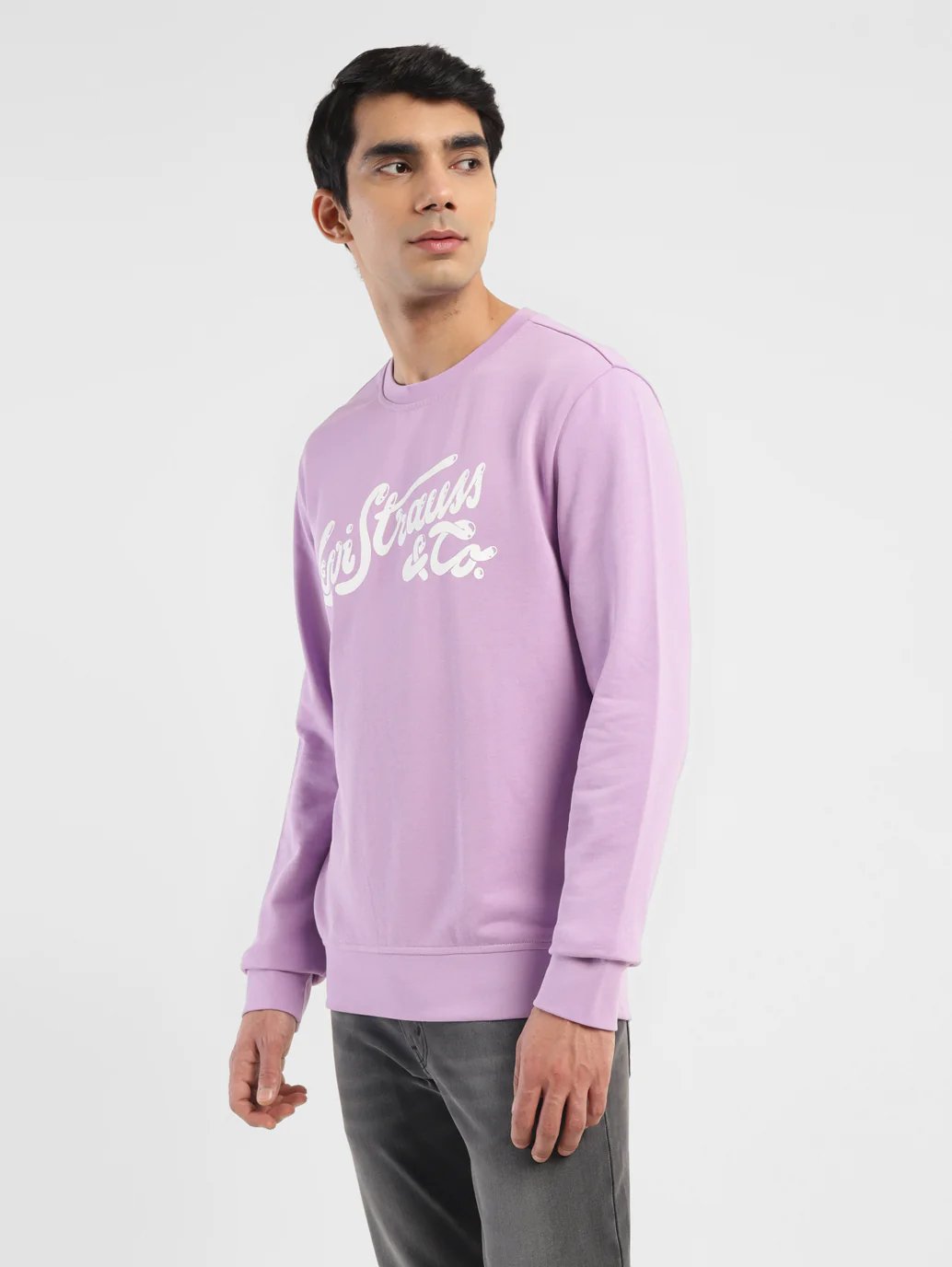 Men's Brand Logo Purple Crew Neck Sweatshirt - Image 4