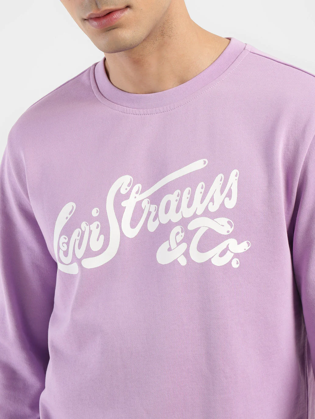 Men's Brand Logo Purple Crew Neck Sweatshirt - Image 5