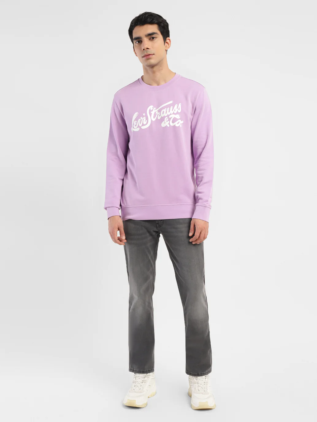Men's Brand Logo Purple Crew Neck Sweatshirt - Image 6