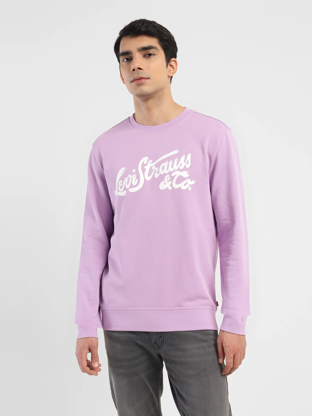 Men's Brand Logo Purple Crew Neck Sweatshirt - Image 8