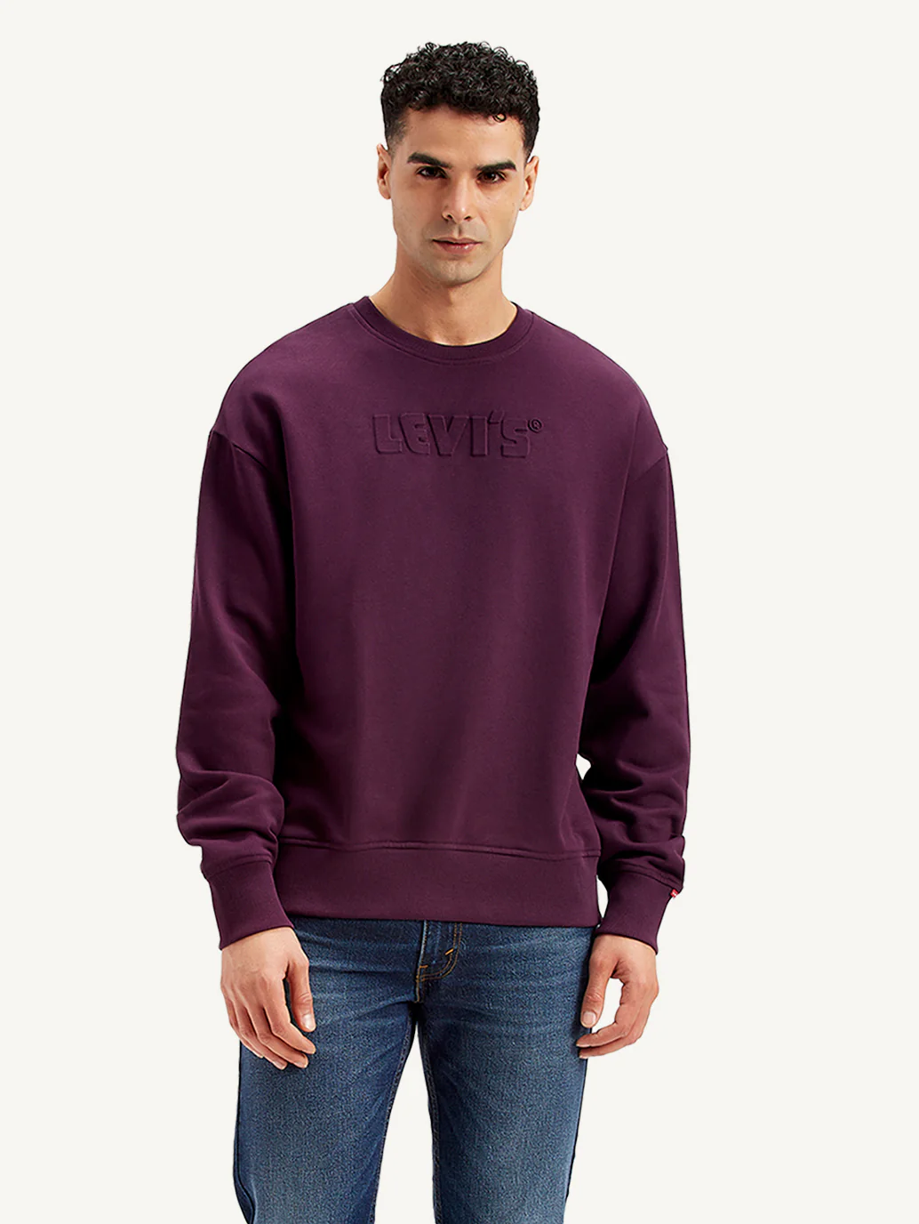 Men's Brand Logo Purple Crew Neck Sweatshirt - Image 3