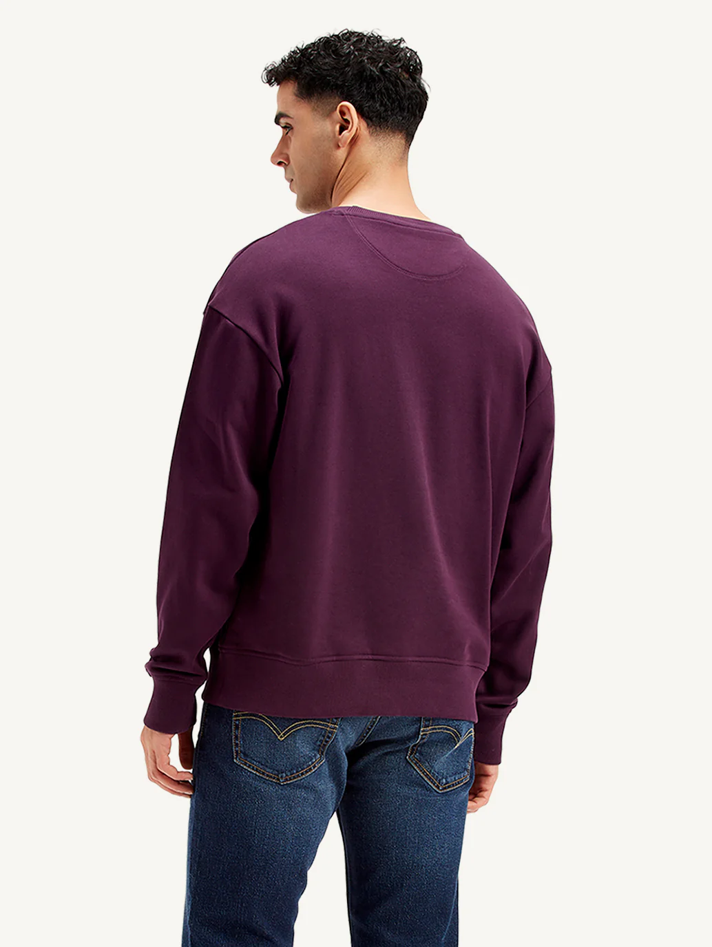 Men's Brand Logo Purple Crew Neck Sweatshirt - Image 4