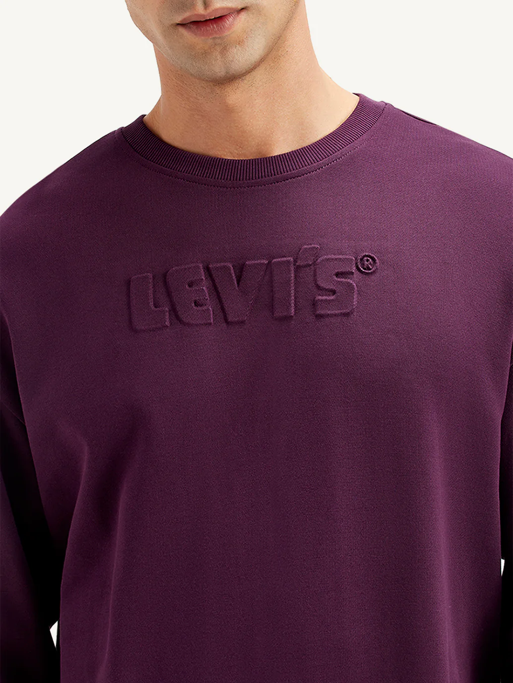 Men's Brand Logo Purple Crew Neck Sweatshirt - Image 5