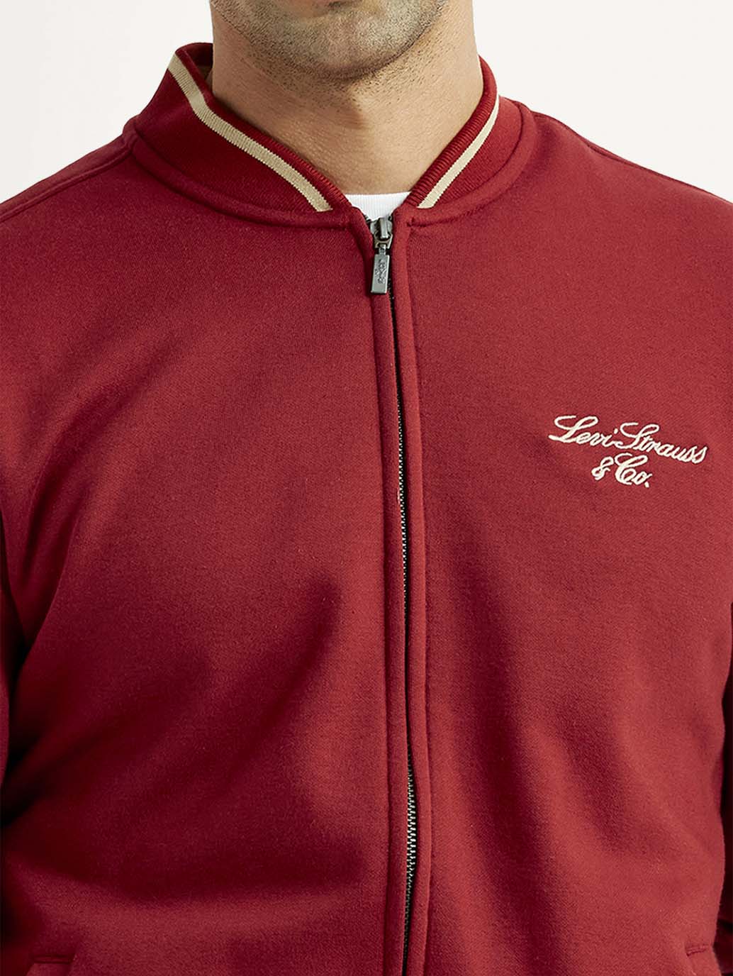 Men's Brand Logo Red Collar Neck Sweatshirt - Image 4