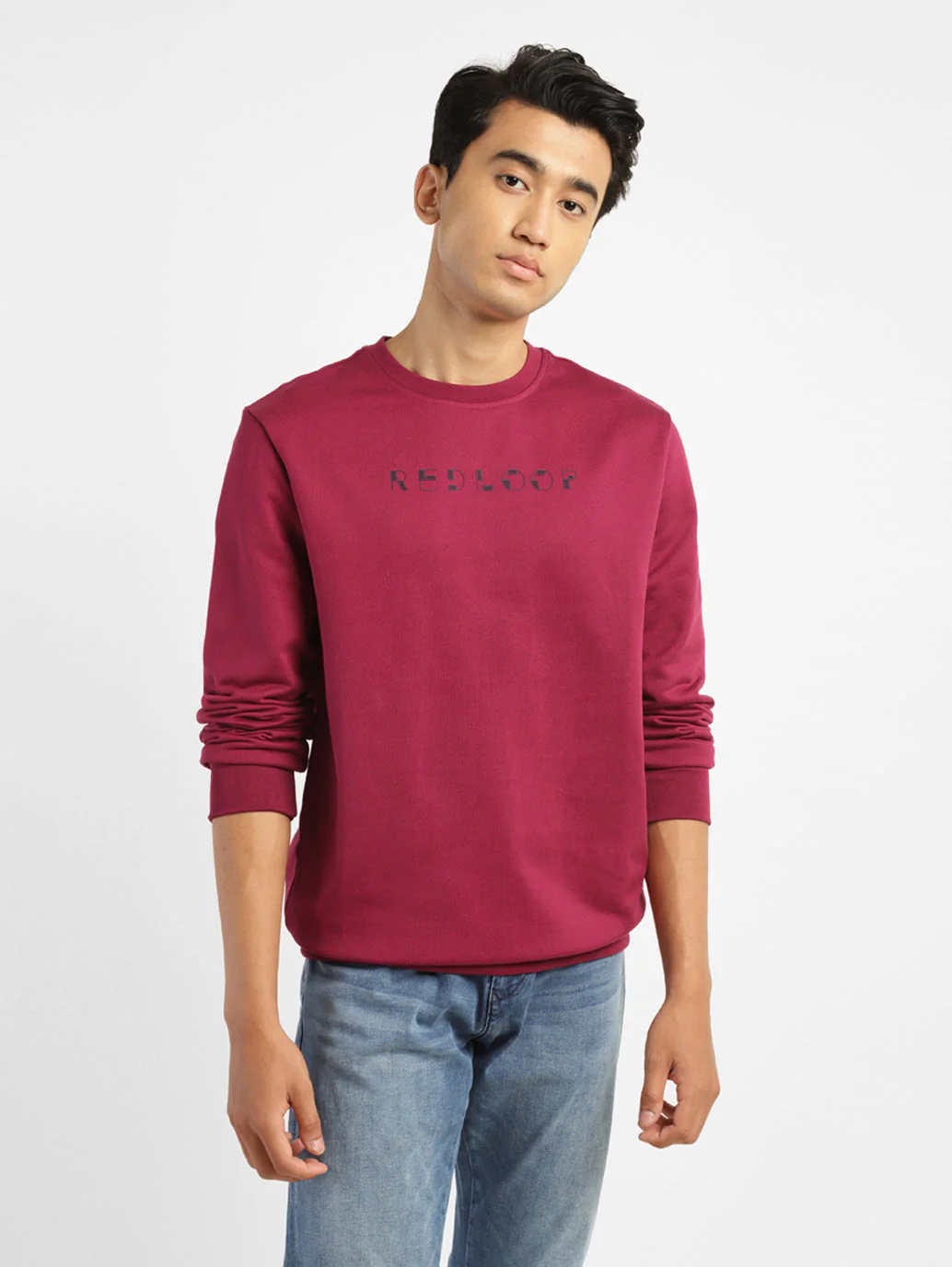Men's Brand Logo Red Crew Neck Sweatshirt - Image 2