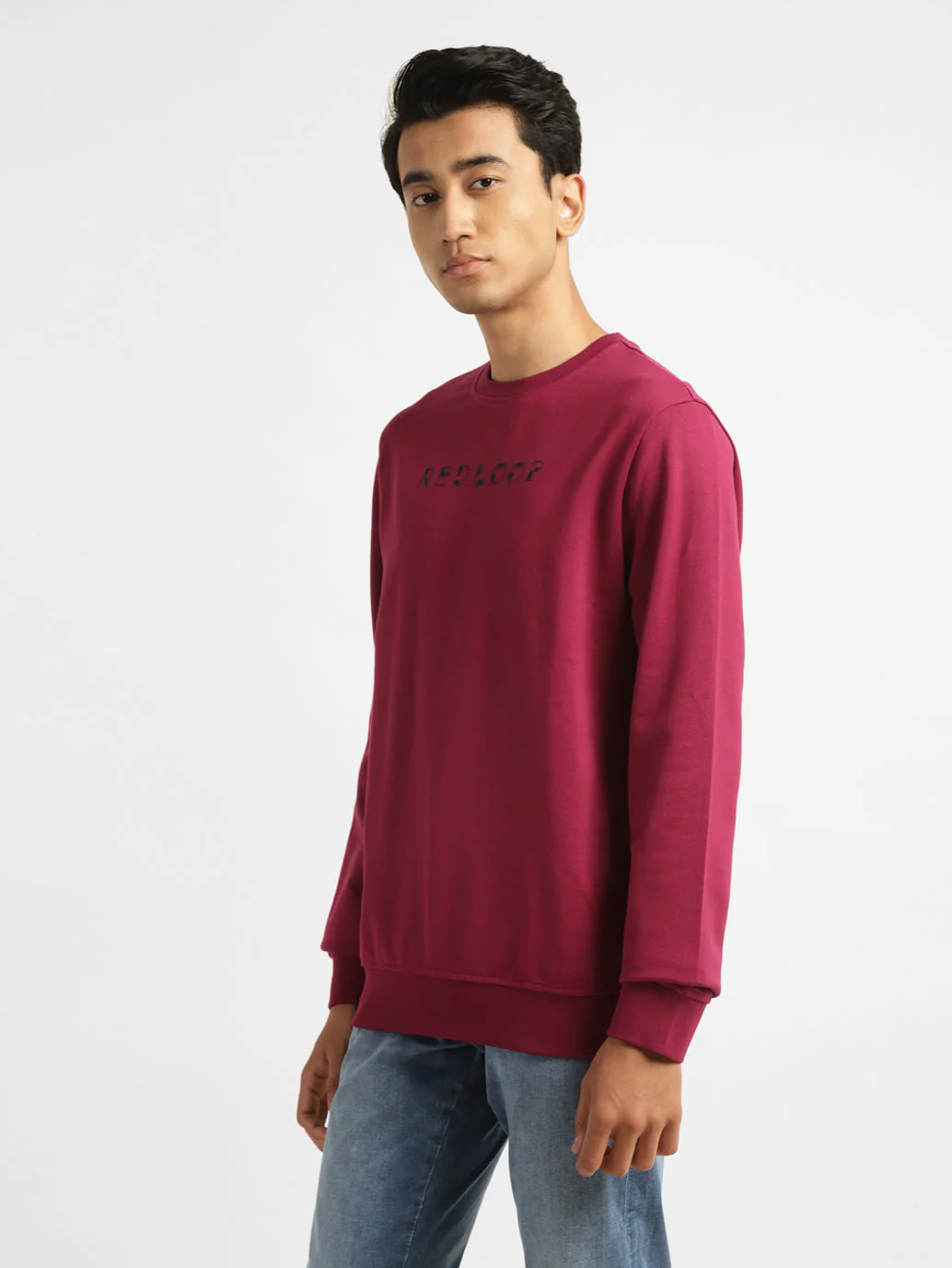 Men's Brand Logo Red Crew Neck Sweatshirt - Image 4