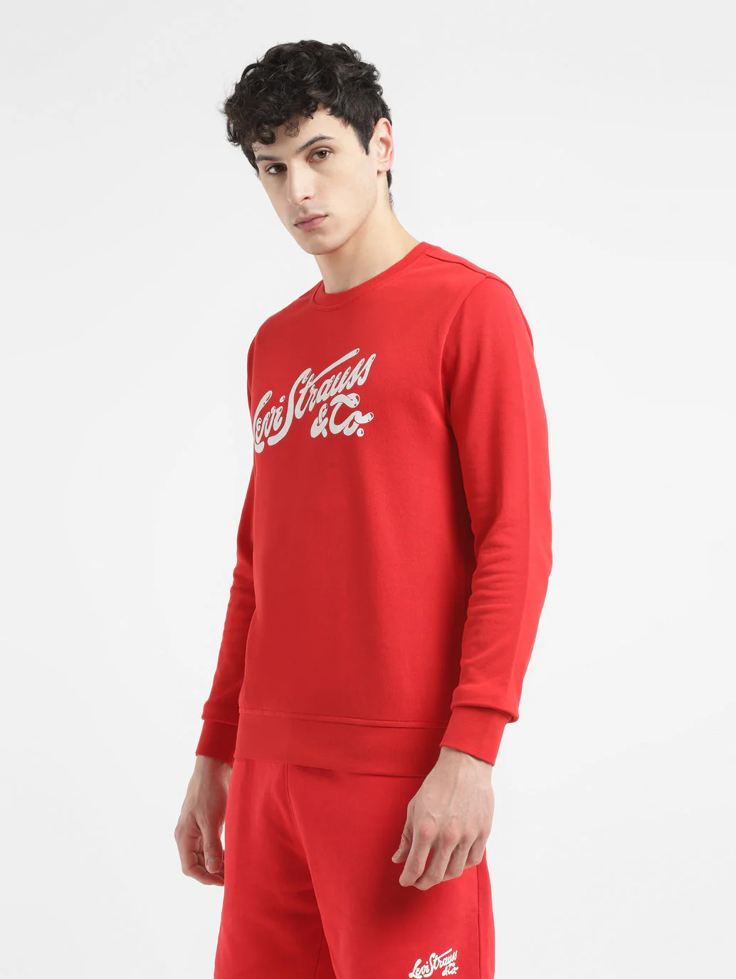 Men's Brand Logo Red Crew Neck Sweatshirt - Image 4