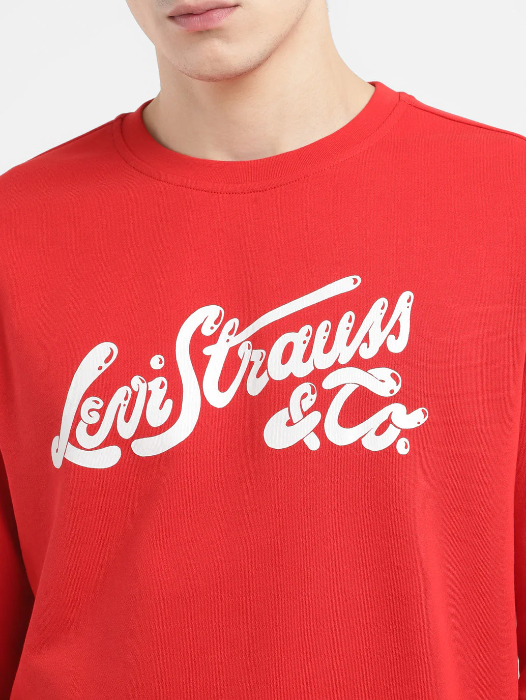 Men's Brand Logo Red Crew Neck Sweatshirt - Image 5
