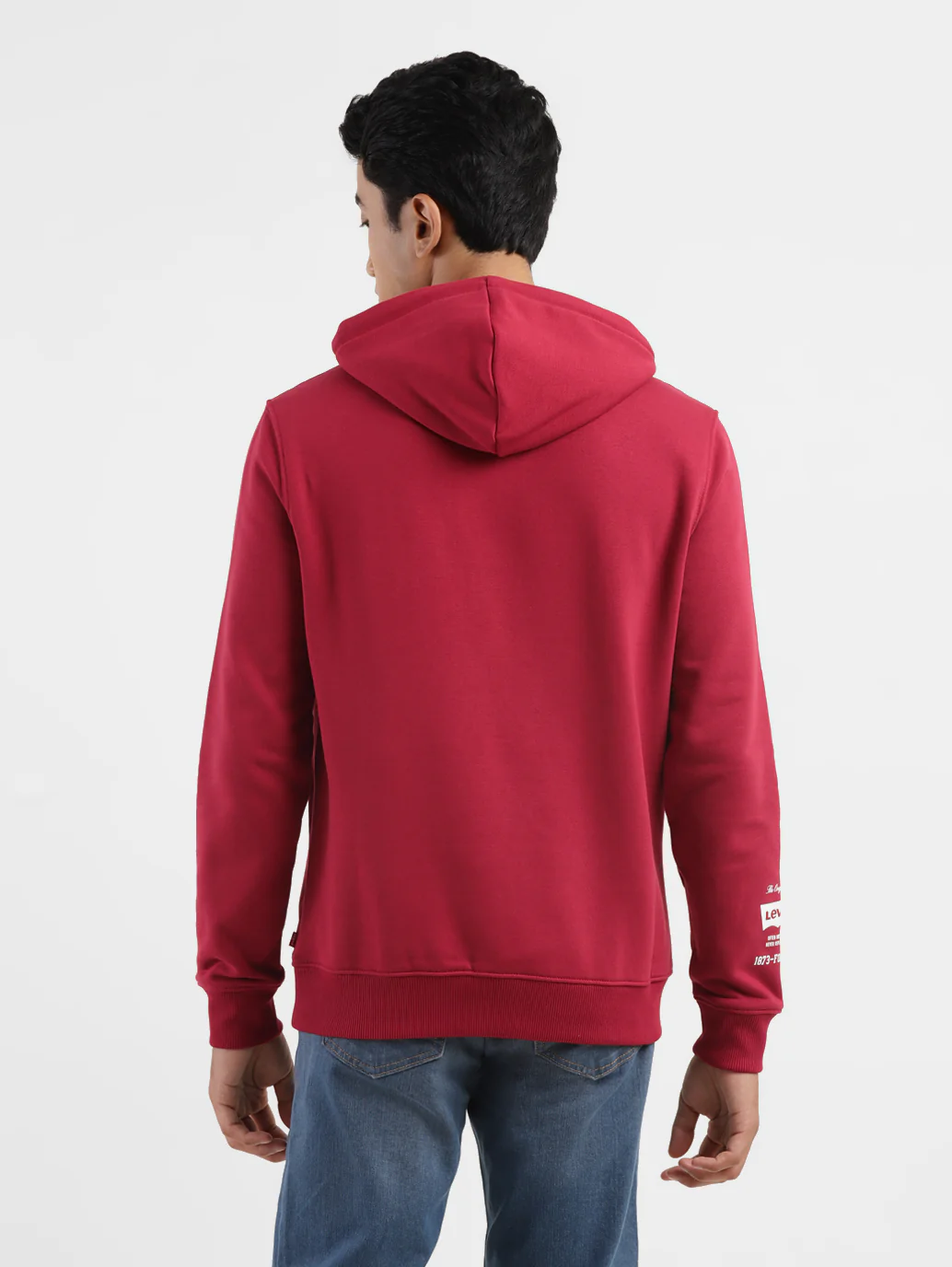 Men's Brand Logo Red Hooded Sweatshirt - Image 2