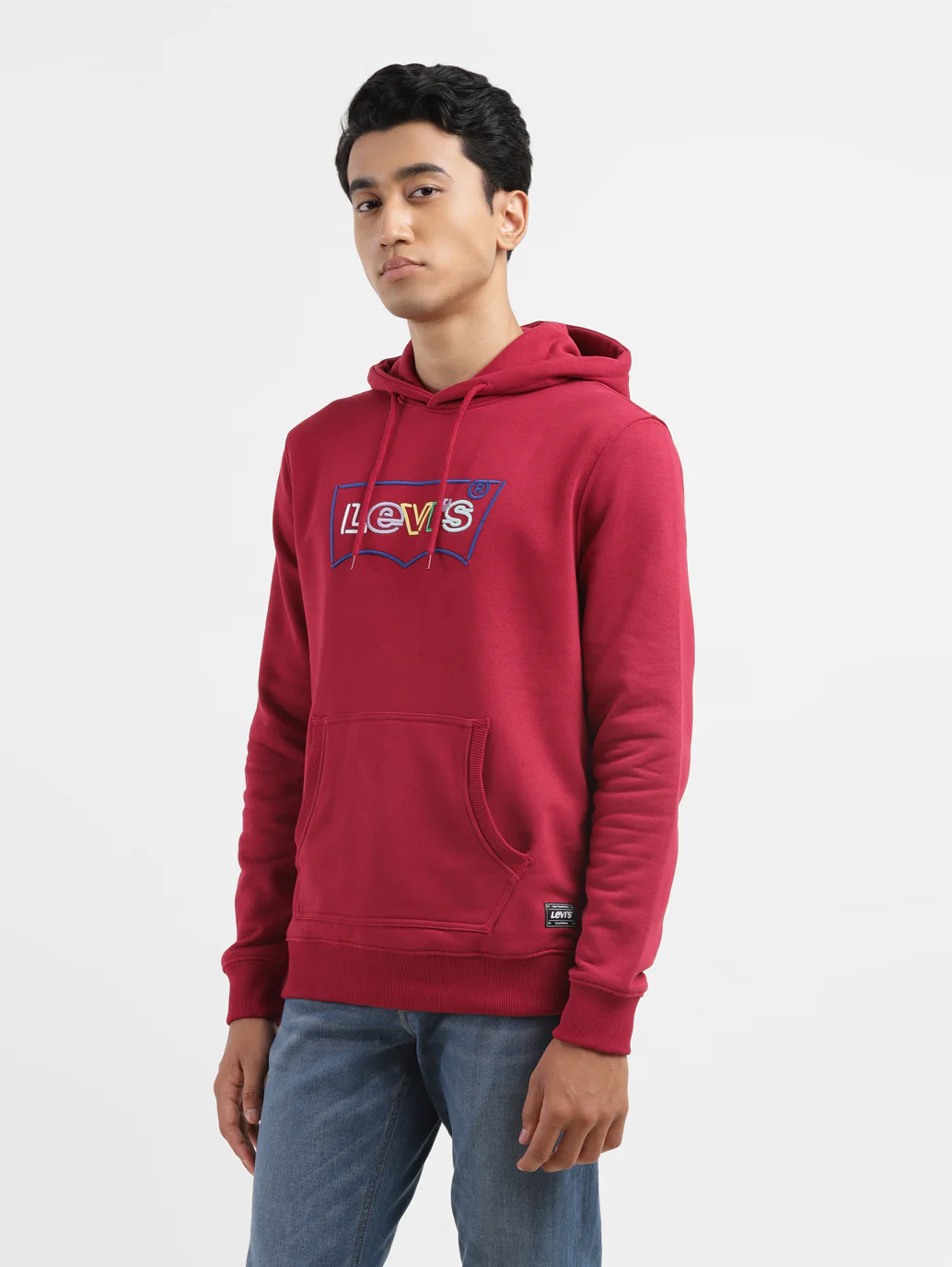 Men's Brand Logo Red Hooded Sweatshirt - Image 3