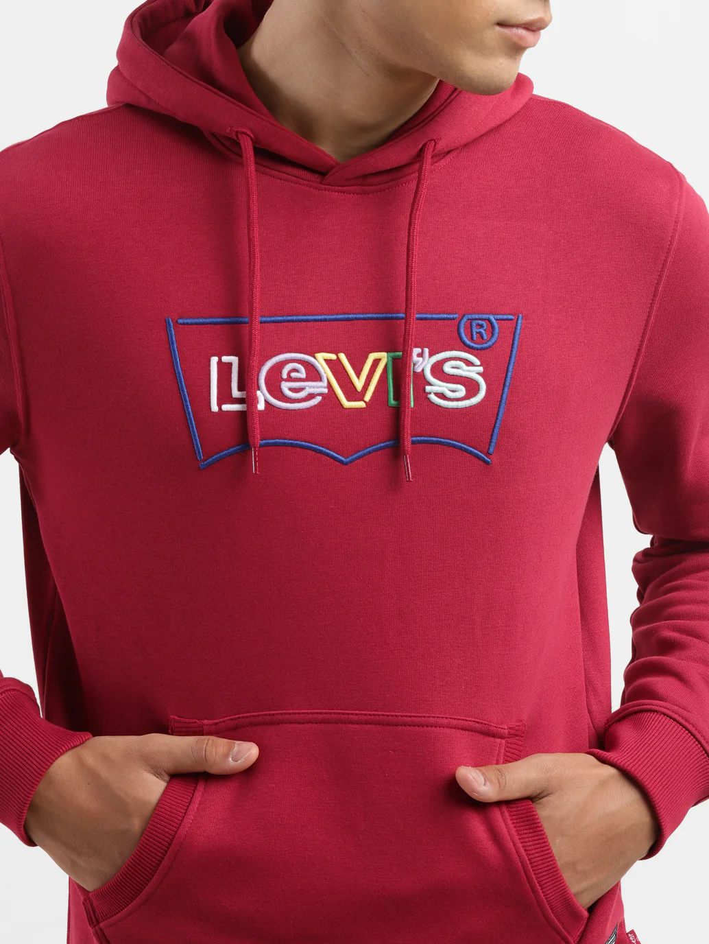 Men's Brand Logo Red Hooded Sweatshirt - Image 4