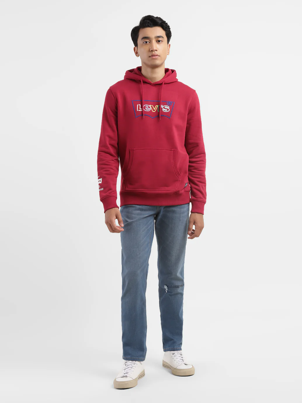 Men's Brand Logo Red Hooded Sweatshirt - Image 6