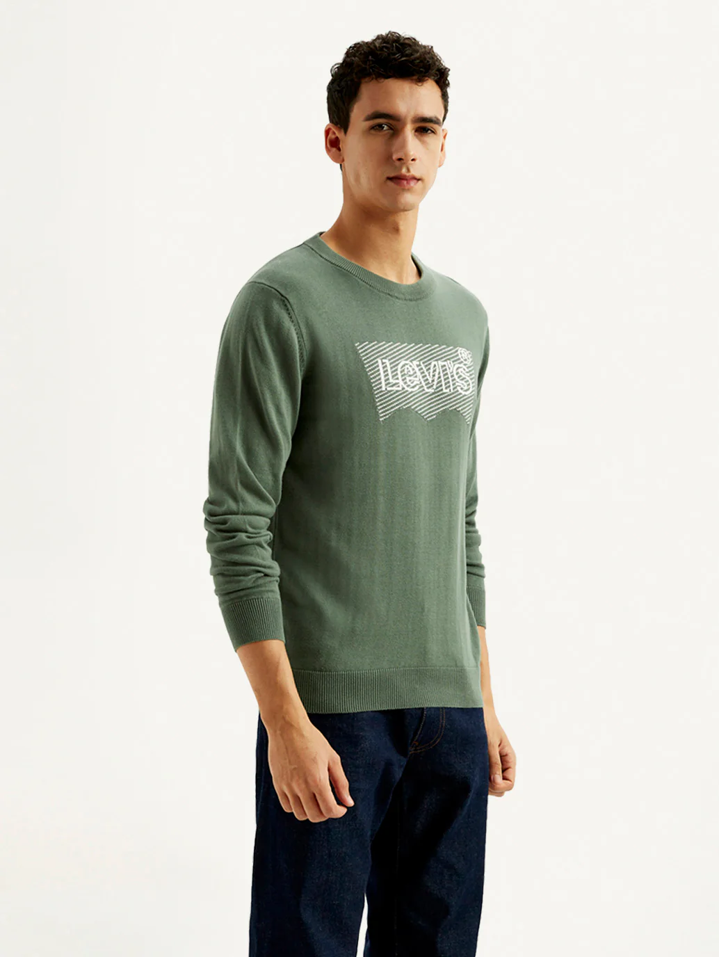 Men's Brand Logo Sage Crew Neck Sweater - Image 4