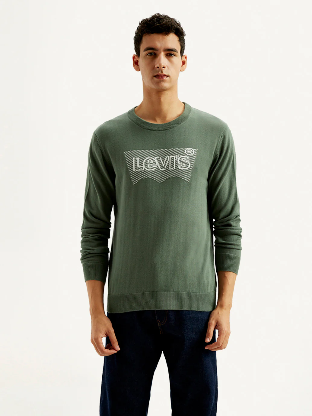 Men's Brand Logo Sage Crew Neck Sweater - Image 5