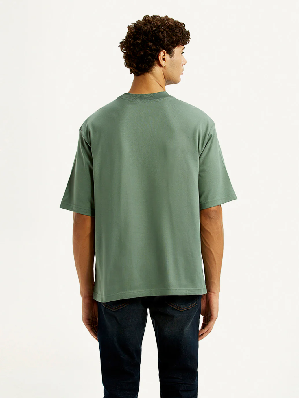 Men's Brand Logo Green Loose Fit T-shirt - Image 2