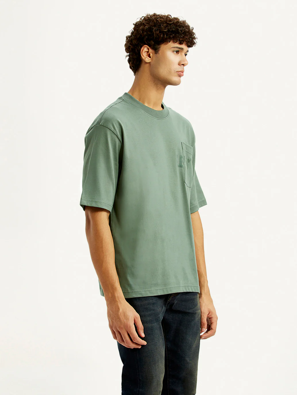 Men's Brand Logo Green Loose Fit T-shirt - Image 4