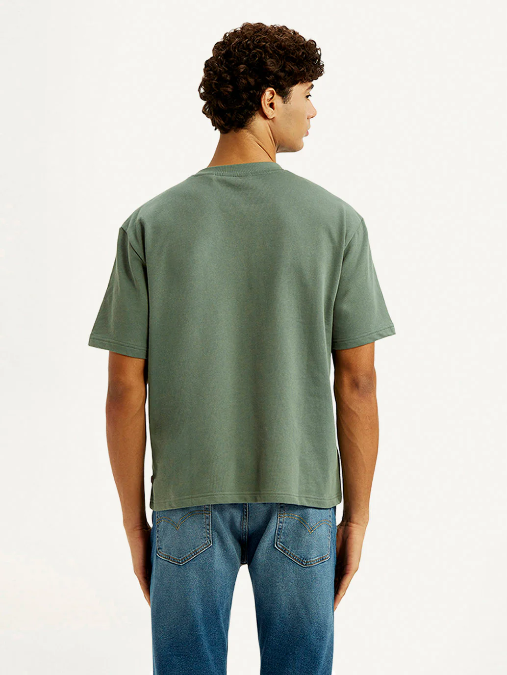Men's Brand Logo Green Loose Fit T-shirt - Image 2