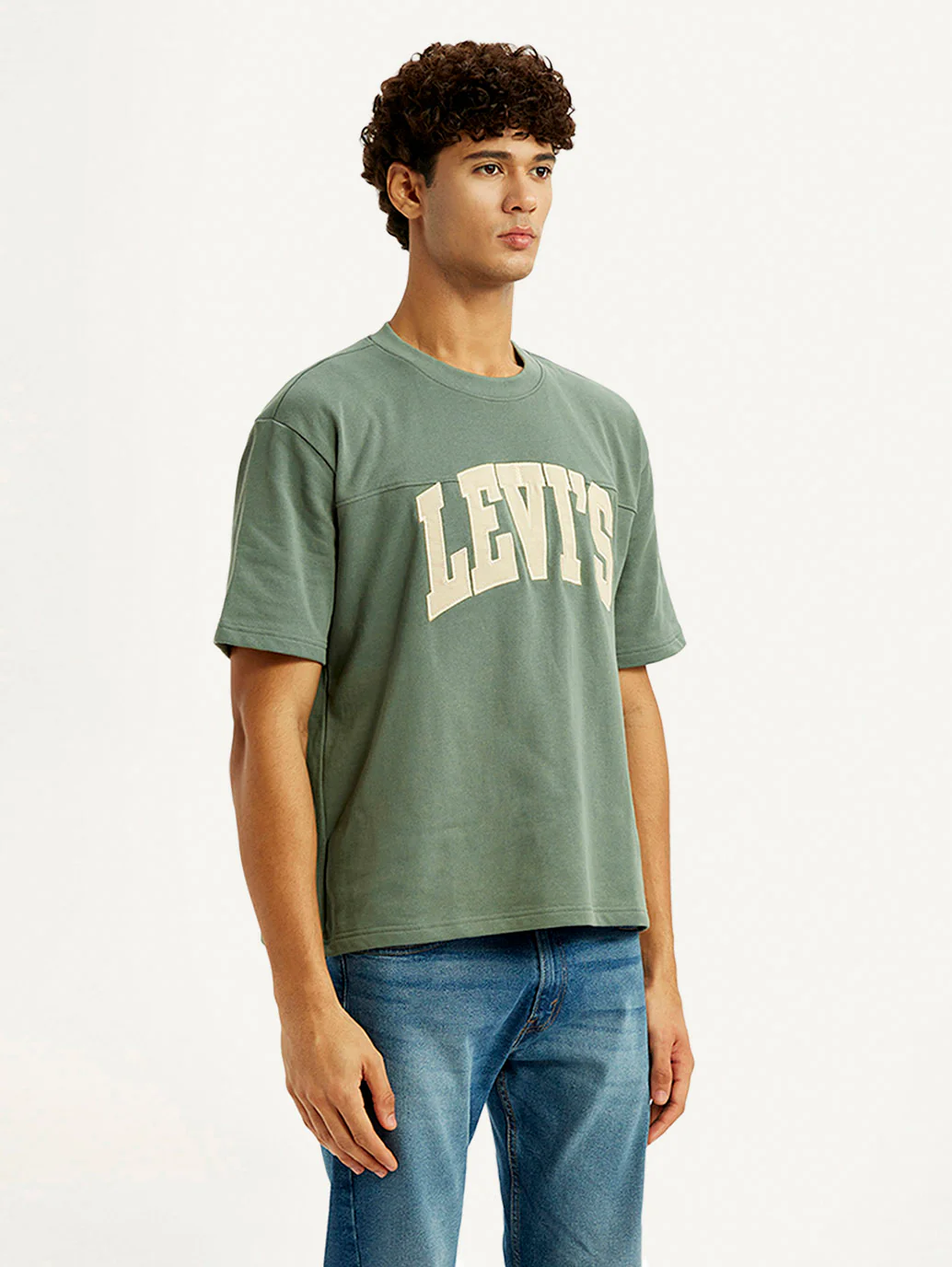 Men's Brand Logo Green Loose Fit T-shirt - Image 4