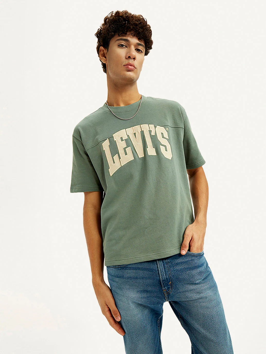 Men's Brand Logo Green Loose Fit T-shirt - Image 5