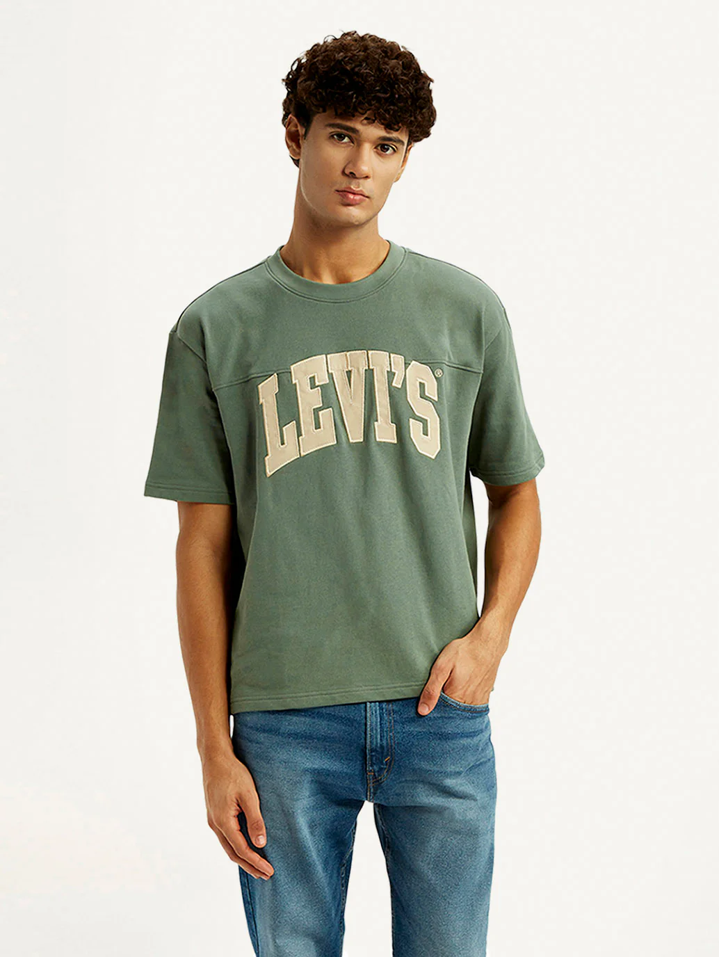 Men's Brand Logo Green Loose Fit T-shirt - Image 6