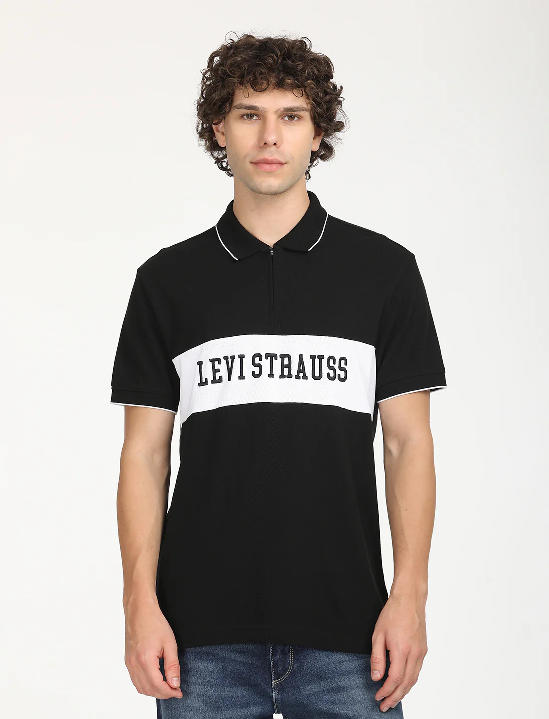 Men's Brand Logo Slim Fit Polo T-shirt