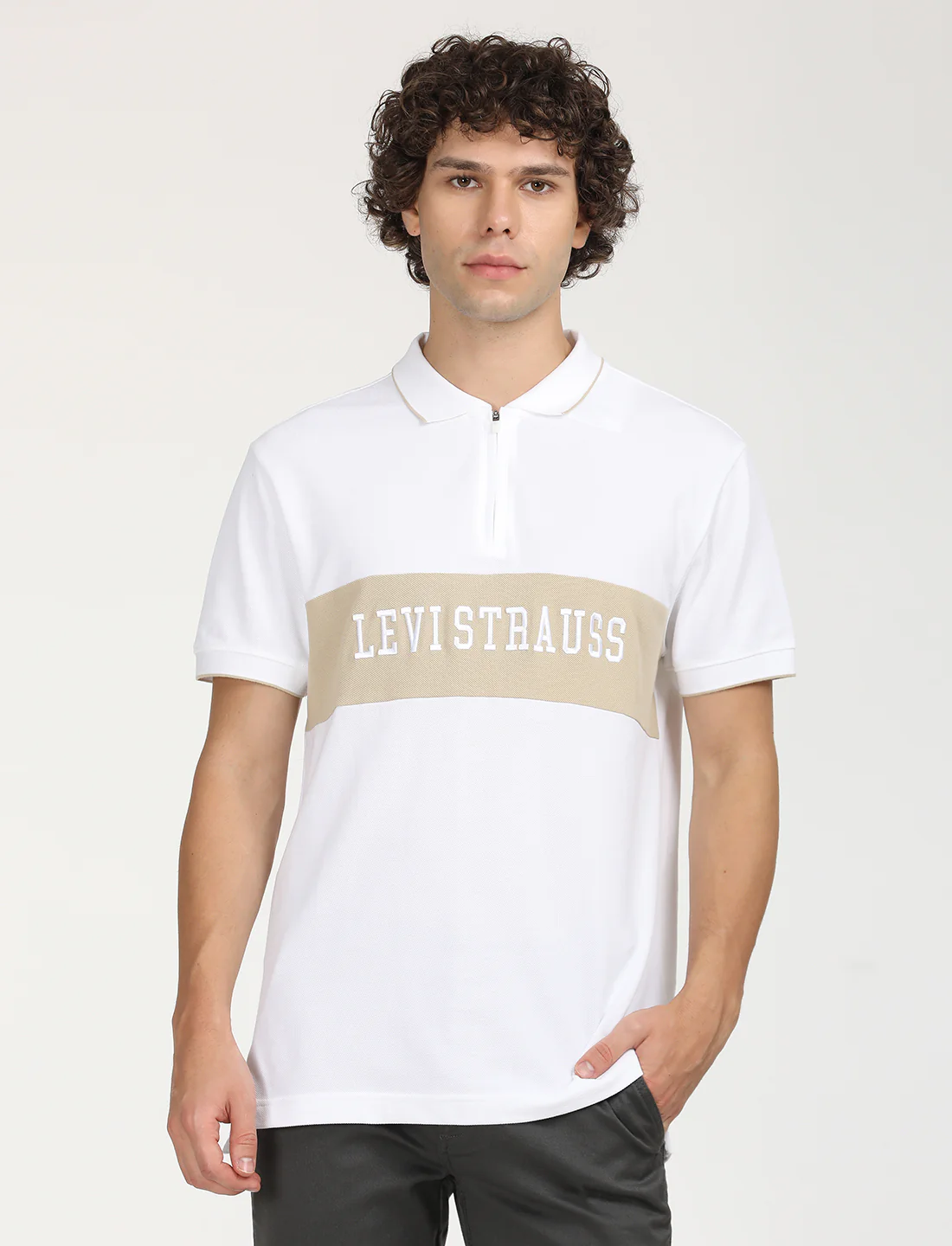 Men's Brand Logo Slim Fit Polo T-shirt