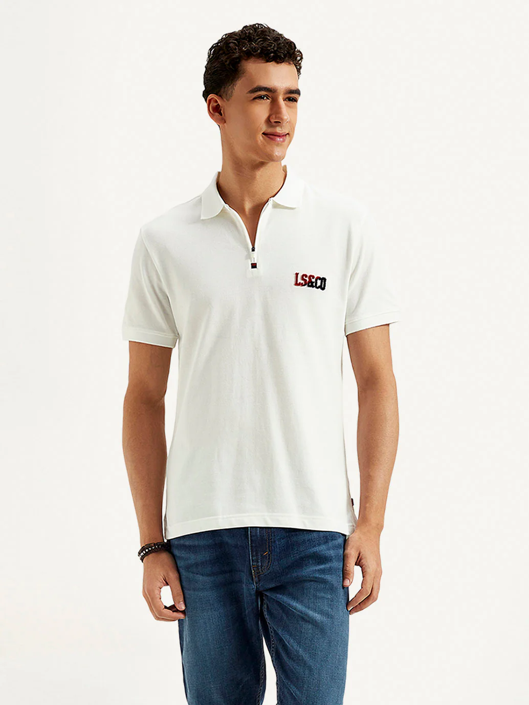 Men's Brand Logo Slim Fit Polo T-shirt