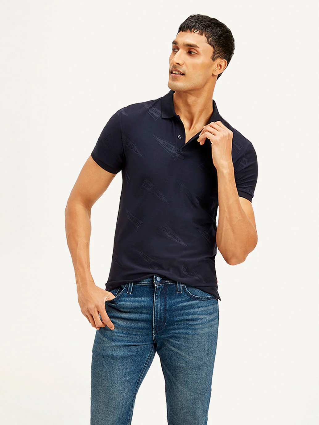 Men's Brand Logo Slim Fit Polo T-shirt