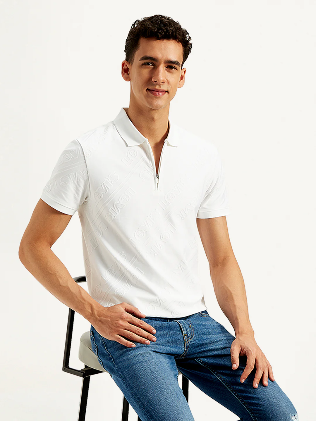 Men's Brand Logo Slim Fit Polo T-Shirt