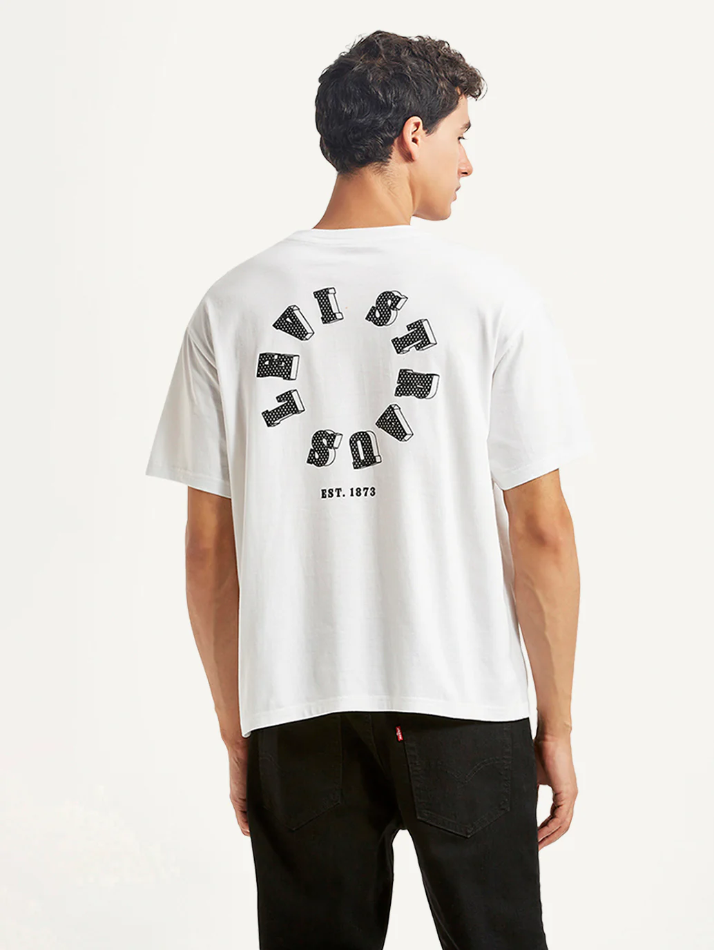 Men's Brand Logo White Boxy T-shirt - Image 2