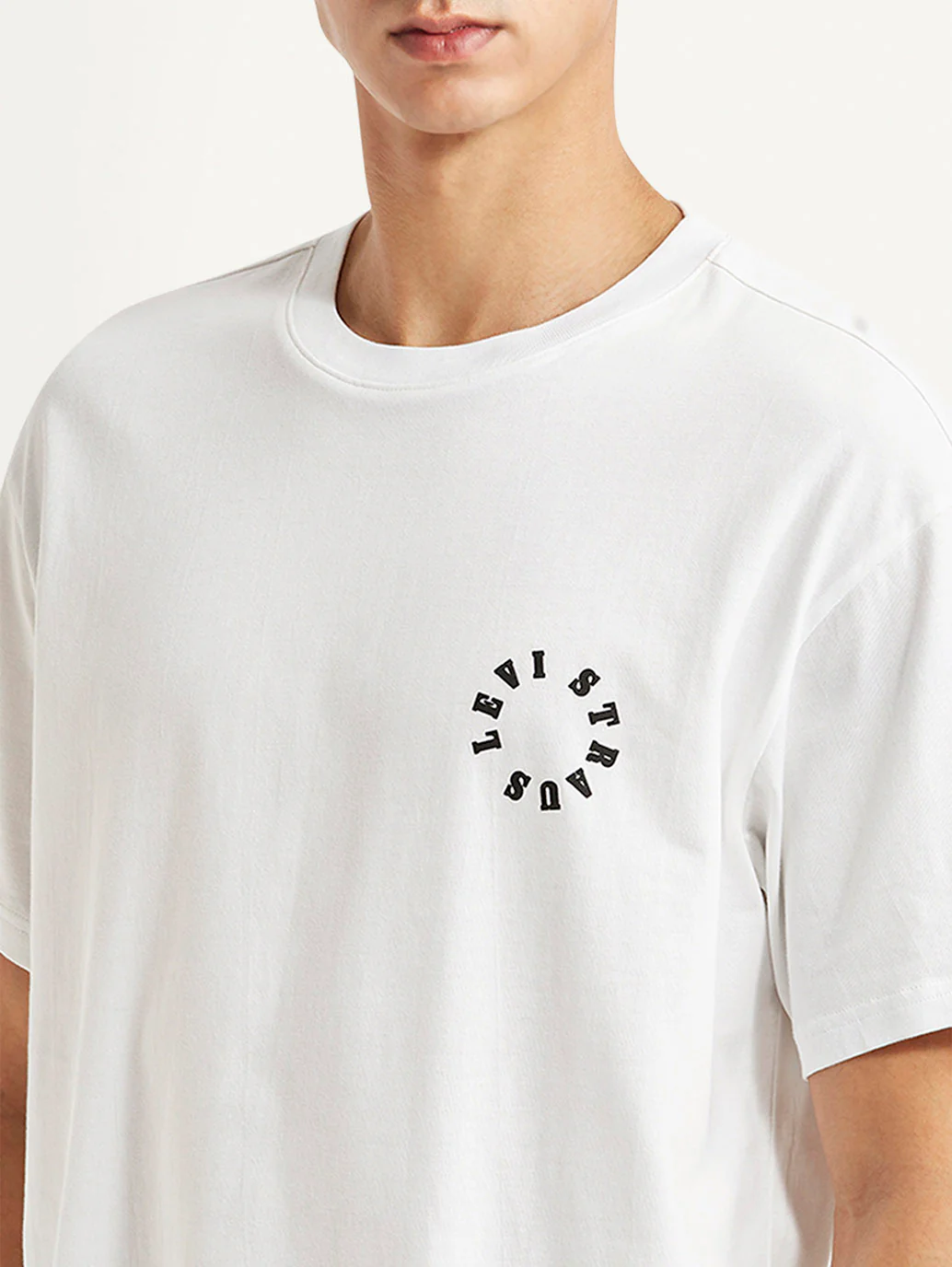 Men's Brand Logo White Boxy T-shirt - Image 3
