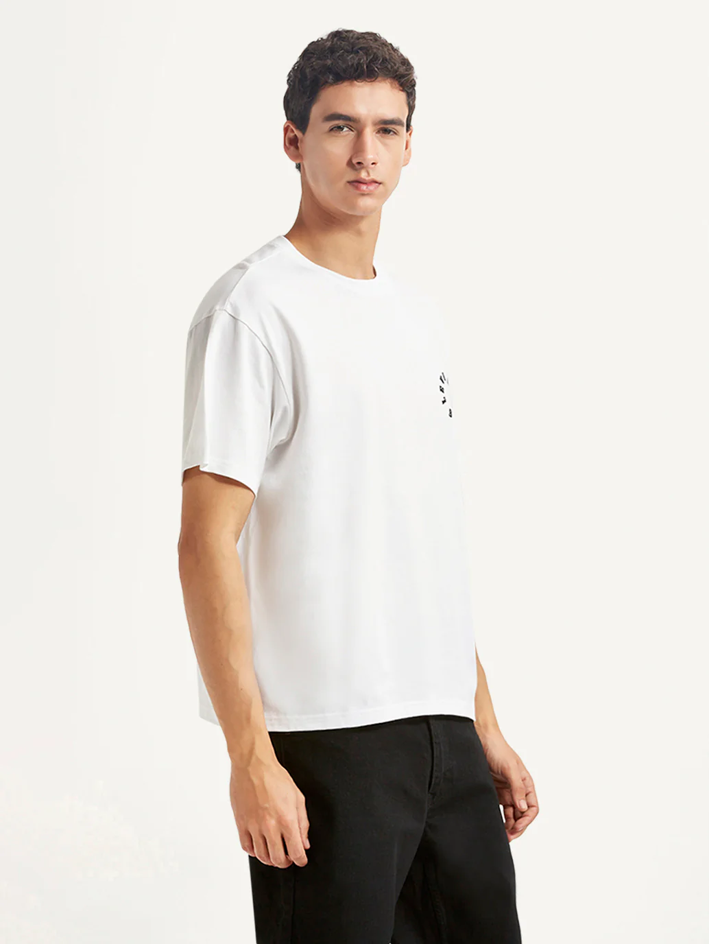 Men's Brand Logo White Boxy T-shirt - Image 4