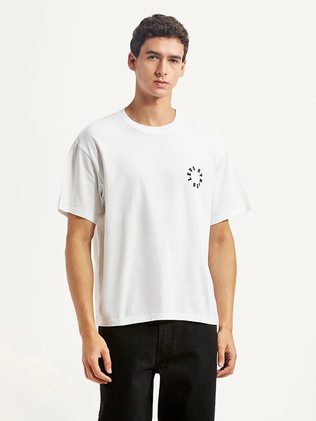 Men's Brand Logo White Boxy T-shirt - Image 5