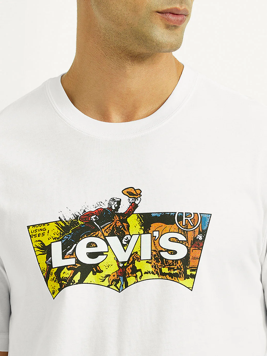 Men's Brand Logo White Crew Neck T-shirt - Image 4