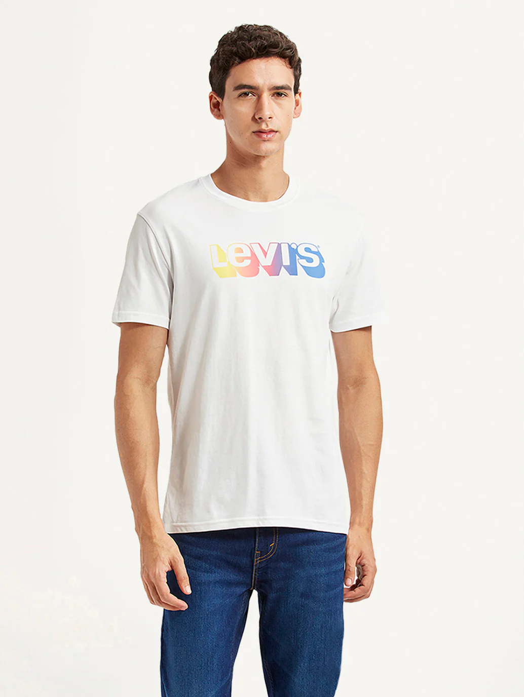 Men's Brand Logo White Slim Fit T-shirt - Image 2