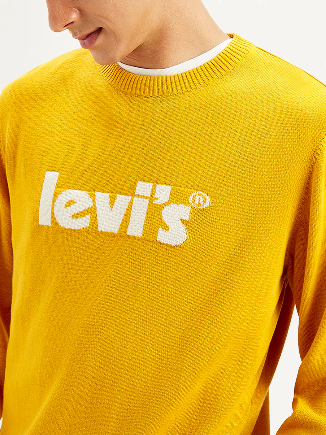 Men's Brand Logo Yellow Crew Neck Sweater - Image 5