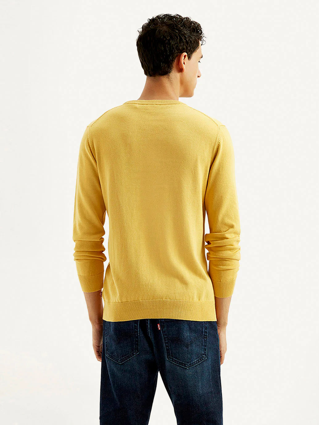 Men's Brand Logo Yellow Crew Neck Sweater - Image 2