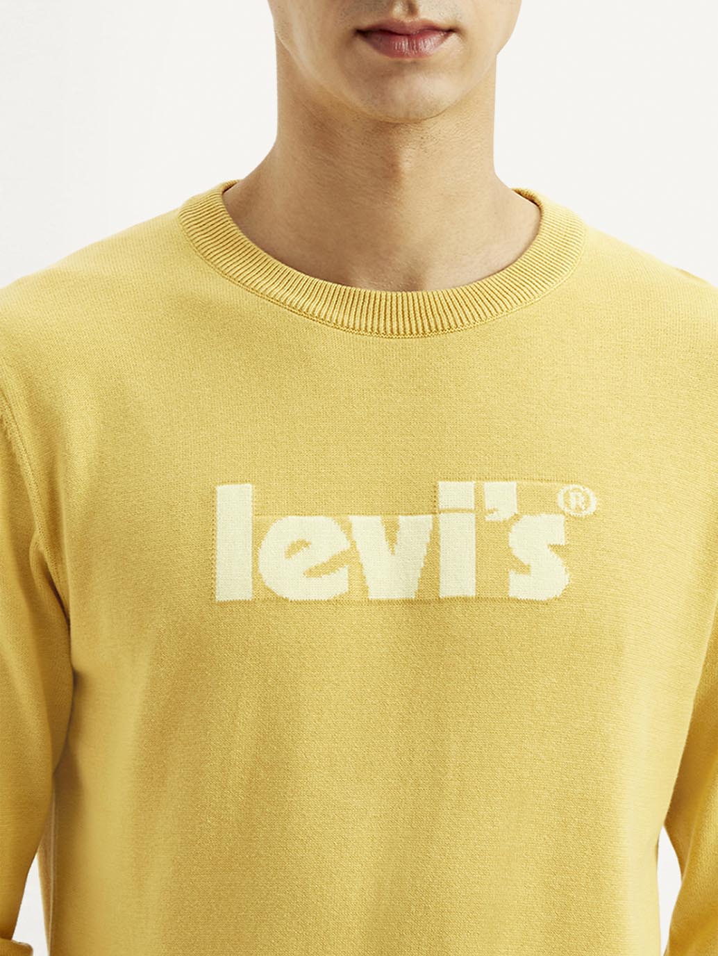 Men's Brand Logo Yellow Crew Neck Sweater - Image 3