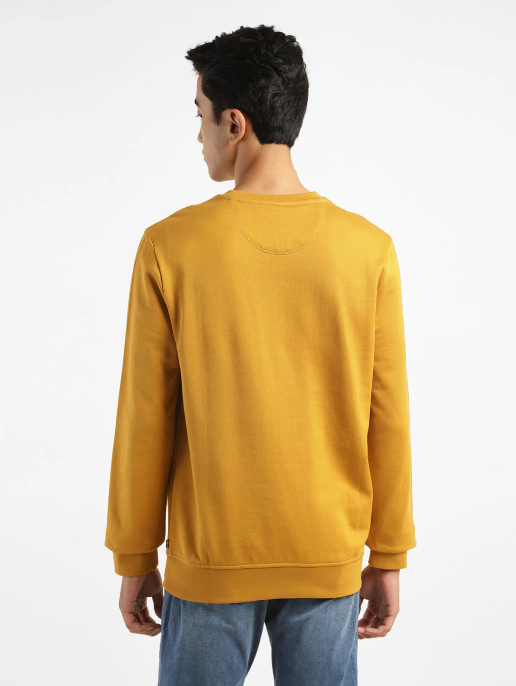 Men's Brand Logo Yellow Crew Neck Sweatshirt - Image 3
